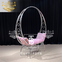 Mariée et marié en acier inoxydable reine trône chaise moderne cercle canapé