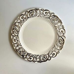 Assiettes et plats décoratifs en plastique comestible écologique avec bordure dorée estampée à chaud pour mariages, hôtels et fêtes - Product Image 3