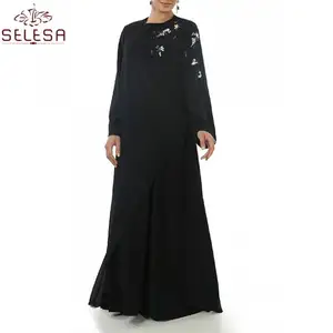Habille लेस Femmes एक Manches Longues दो टुकड़ा शॉर्ट्स सेट ईद रमजान मुस्लिम महिलाओं लंबी आस्तीन इस्लामी मैक्सी पोशाक