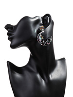 Nouveau 2024 bijoux de fête créatifs mignon chat Laser étoile lune paillettes noir chaton acrylique boucles d'oreilles pour femmes filles