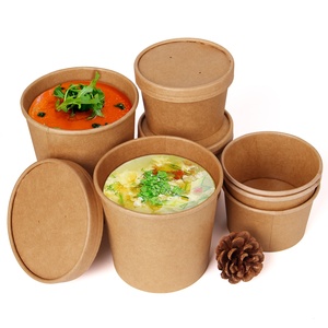 Bols à <span class=keywords><strong>soupe</strong></span> chaude à <span class=keywords><strong>emporter</strong></span>, jetables, imprimés personnalisés, tasse à <span class=keywords><strong>soupe</strong></span> en papier kraft avec couvercle en papier - Product Image 3