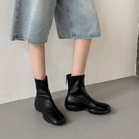 Bottes courtes en cuir extensible pour femme, personnalisables OEM/ODM, style minimaliste, antidérapantes, pour l'hiver et le quotidien