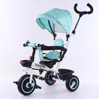 Nuevo modelo 4 en 1 Triciclo de bebé de alta calidad con asiento giratorio 360 rueda EVA altura ajustable mano empujar triciclo para niños