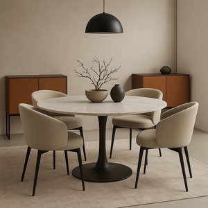 Silla de Comedor Giratoria Moderna Minimalista Italiana con Respaldo de Tela y Estructura Metálica, Personalizable para el Hogar o el Estudio - Product Image 4