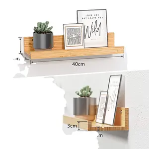 Bamboo Display Rack Wall Shelf Floating Corner Bathroom/Living Room Wall Shelf