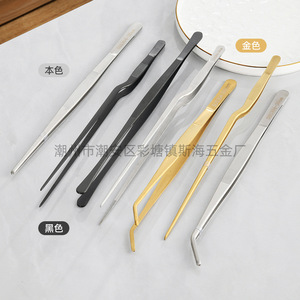 Cross-border stainless steel tweezers, BBQ gun-shaped chef's plating tongs, thickened buffet tongs, 12-inch Korean BBQ tongs - Product Image 1