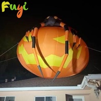 Expédition rapide, lanterne géante gonflable classique Jack-O'-Lantern très résistante avec visage noir pour la décoration de vitrine d'Halloween