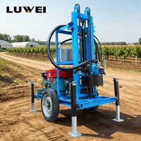 Foreuse mobile diesel sur roues pour puits d'eau, avec levage hydraulique, pour l'approvisionnement en eau des fermes et des foyers