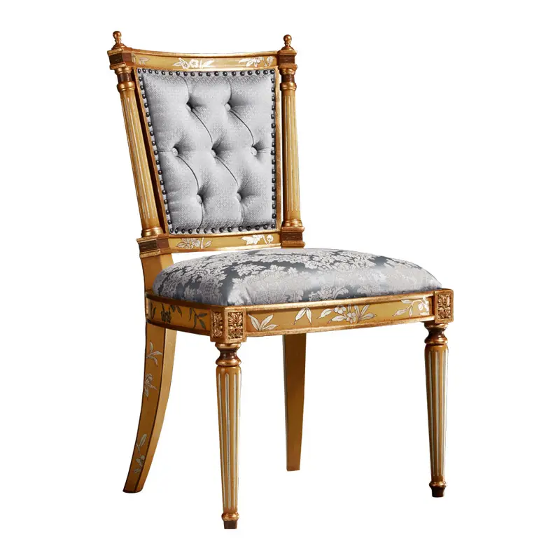 French Country Furniture Antique Fabric Classic solid wood Style Restaurant hand painting Dining chairs and side tables