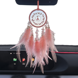 Acchiappasogni di piume carillon a vento moderno tessuto auto e decorazione per la casa specchietto retrovisore appeso regalo per lei - Product Image 1