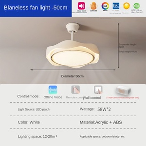 Ventilador de Techo LED Moderno con Cristal, Control Remoto, 3 Velocidades Ajustables, 29W, Color Personalizado, para Uso en Hoteles - Product Image 4