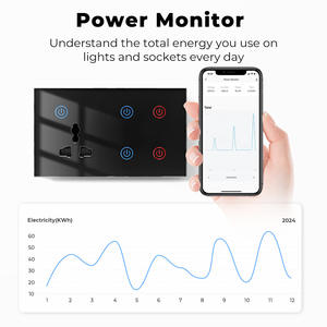 Interruptor Táctil Inteligente Wi-Fi Graffiti, Enchufe Universal de 10A, Panel de Vidrio, Control por Aplicación Tuya, Tomacorriente de 2.4GHz - Product Image 3