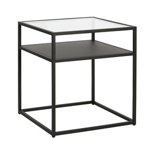 HMS 22 \ "tavolo quadrato in acciaio vetro chiaro e nero con ripiano eleganti tavolini da caffè - Product Image 3