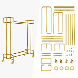 Double <strong>Rail</strong> Gold Garment Rack Metal <strong>Clothing</strong> Display Stand <strong>Heavy</strong> <strong>Duty</strong> for Retail Showroom Professional Boutique Fixture - Product Image 5