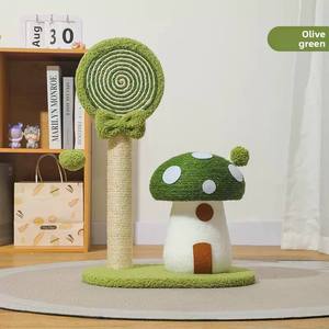 Arbre à chat en sisal personnalisable anti-chute de fibres, avec maison champignon et structure d'escalade pour petits chats, vente en gros - Product Image 1