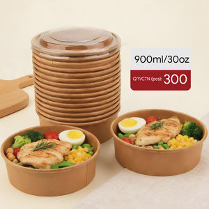 Bols en papier kraft de qualité alimentaire, compatibles micro-ondes, adaptés au congélateur et idéaux pour les repas à emporter chauds et froids - Product Image 1