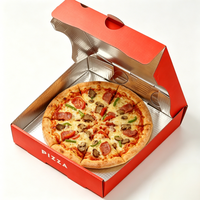 Boîte à pizza isolée en aluminium avec doublure en feuille d'aluminium, boîte d'emballage pour pizza résistante à la graisse, pour logo personnalisé, à emporter