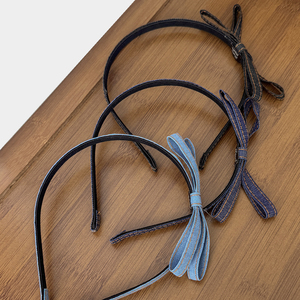 Il semplice fiocco in Denim retrò abbinato a una fascia da donna è adatto per uscite quotidiane e accessori per capelli per feste - Product Image 3