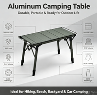 Table IGT, table de camping pliable en aluminium réglable en hauteur, légère, pour pique-nique en plein air