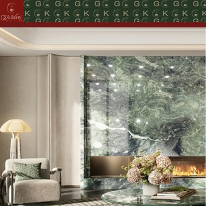 Rivestimento Murale in <span class=keywords><strong>Marmo</strong></span> <span class=keywords><strong>Verde</strong></span> <span class=keywords><strong>Cipollino</strong></span> GOLDKING con Venature Bianche e Grigie, Taglio di Precisione per Case, Hotel e Hall - Product Image 2