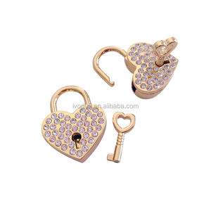 Ivoduff थोक सोने पैड लॉक दिल के आकार के साथ ताला और चाबी ताला कुंजी - Product Image 1