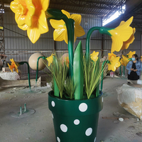 Dekorasi Paskah OC DECORATION Bunga Daffodil Fiberglass dengan Pot Bunga 240cm Tahan Air Anti UV Anti Korosi Dekorasi Liburan Luar Ruangan