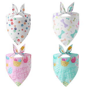 Dessin animé Pâques monocouche os patte lingettes chien Triangle serviette accessoires pour animaux de compagnie - Product Image 1