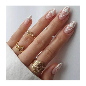 Classique à la mode populaire prix de gros amande Chrome <span class=keywords><strong>faux</strong></span> ongles presse sur <span class=keywords><strong>Transparent</strong></span> brillant <span class=keywords><strong>blanc</strong></span> français pointe presse sur les ongles - Product Image 6