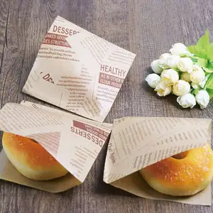 KM 12x12cm Sandwich Donut Bread Bag Biscuits Doughnut Kraft Paper Bags Oilproof Bread Craft Bakery Food Packing