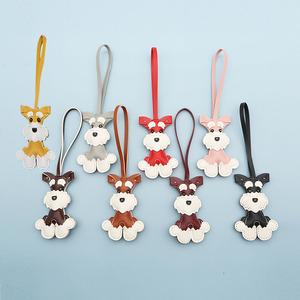 PU da chó pendent schnauzer dây đeo dài túi Mặt dây chuyền xe Keychain Mặt dây chuyền phim hoạt hình động vật hình Mặt dây chuyền túi quyến rũ - Product Image 1