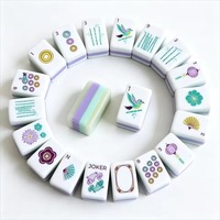 Jeu de Mahjong familial portable de luxe, personnalisé, pliable, moderne, 4 couches, vert perle, en acrylique, avec tuiles florales et de poisson, Ren Sheng