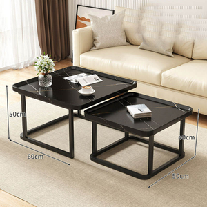Juego de Mesa de Centro y Mesa Auxiliar de Diseño Nórdico Moderno, <span class=keywords><strong>Madera</strong></span> y Metal, Ecológico, Fácil de Limpiar, Muebles Decorativos para el Hogar - Product Image 5
