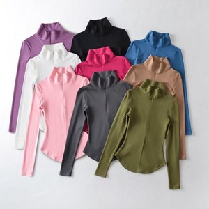 เสื้อครอปแขนยาวคอตตอนฐานเข้ารูปคอสูงป้องกันการเกิดขน - Product Image 1