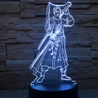 Prix de gros Lampe d'anime 3D unique Service personnalisé 16 couleurs Télécommande Lumière de nuit décorative pour table de chevet