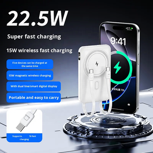 Oem 10000mah תצוגה דיגיטלית מגנטי powerbank מובנה בכבלים 5000 טלפון נייד mah סוג בנק חשמל אלחוטי טעינה c - Product Image 4