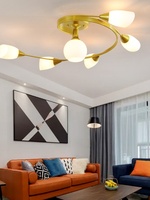Lampe de plafond moderne de style nordique de luxe pour salon, chambre à coucher, bureau, avec fer et verre, lumière blanche chaude, LED à économie d'énergie