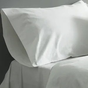 100% Cotton 300TC Percale Bed Set White Color For Hotel China Factory Supplier Cotton Sheet Set 60*40 173*120 King Size Bedlinen