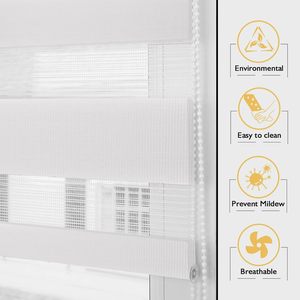 <span class=keywords><strong>Store</strong></span> à double rouleau (100x60cm Blanc) Protection solaire translucide opaque <span class=keywords><strong>Fixation</strong></span> par pince Avec/Sans perçage <span class=keywords><strong>pour</strong></span> fenêtres - Product Image 1