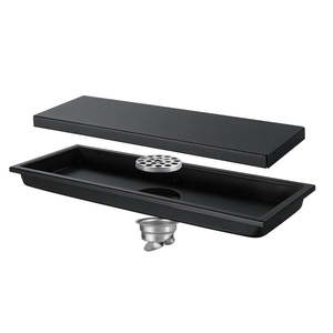 YOTO ท่อระบายน้ำติดพื้นสแตนเลสสีดำแบบเส้นตรงสำหรับพื้นกระเบื้อง - Product Image 2