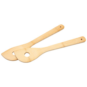 Bamboo Angled Spatula With Round Hole Long Handle For Stir Fry Wok Cooking Kitchen Utensil Non Stick Design - Product Image 4