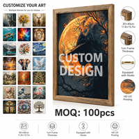 Impresión de Arte Abstracto Hecha a Mano de Alta Calidad, Formato Vertical 30*40CM, en Marco Rectangular de Madera, Decoración Colgante Móvil