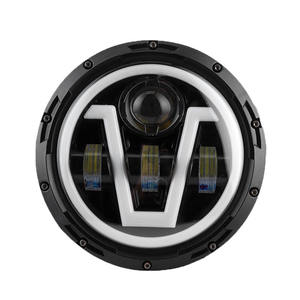 Accesorios para Automóviles, Faro Delantero LED H4 en Forma de V de 65 W y 12 V, 10000 Lúmenes, Ojos de Ángel Blancos y Amarillos, Redondo de 7 Pulgadas, Ajuste Universal - Product Image 1