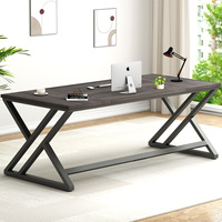 Bureau d'ordinateur industriel moderne gris foncé pour 2 personnes Design contemporain simple pour bureau à domicile Mobilier de villa à usage général