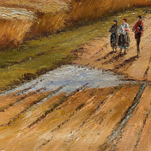 Dipinti a olio da campo classici dipinti a mano 20in × 24in tre persone nella fattoria arte 100% arti su tela - Product Image 1