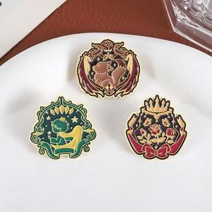 Broche de cuento de hadas Rose & Prince Bosque encantado Juego de pines de metal Estilo de dibujos animados Tema religioso y masónico Insignias de personajes de cuentos - Product Image 4