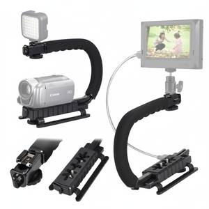 Poignée de maintien vidéo professionnelle en alliage d'aluminium avec support griffe froide à dégagement rapide pour caméra, idéale pour les prises de vue d'action - Product Image 1