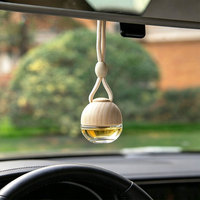 Bouteille de parfum ronde vide en verre à suspendre pour voiture, diffuseur d'huiles essentielles et d'ambiance