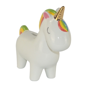 Hucha de unicornio de cerámica adornada con logotipo personalizado para niños, una forma mágica y personalizada de alentar a los jóvenes ahorradores - Product Image 3