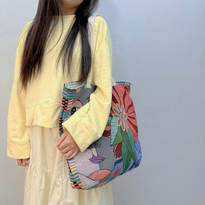 Bolso de Mano de Compras de Moda de Tailandia y Birmania, Estilo Étnico, Gran Capacidad, Tela Jacquard, Bolso de Playa - Product Image 6