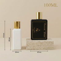 Flacon de parfum carré transparent de 100 ml, emballage de luxe, flacon pulvérisateur en verre vide, diffuseur à bâtonnets, sérigraphié
